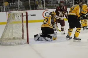 Richard Bachman made 40 saves against DU. Photo by: Candace Horgan