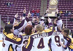 UMD celebrates its win in the inaugural NCAA Frozen Four of 2001.