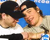 Grant Potulny (l.) and John Pohl share a laugh postgame (photo: Pedro Cancel)