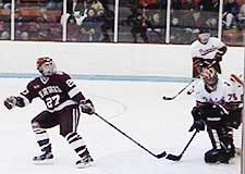 Dave Stathos (r.) picked up his first career shutout, and Princeton's first shutout over Harvard in 50 years.