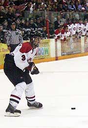 Mark Hartigan and the Huskies stayed perfect with an 8-4 win over North Dakota Friday night (photo: Jason Waldowski).