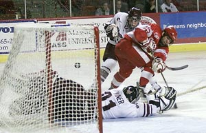 Brian Collins scored the only goal BU would need Friday (photo: James Schaffer).