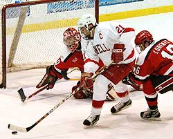 Cornell captain Stephen Baby was again a force around the net, and recorded his 100th career point. (photo: eLynah.com)