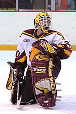 Ferris State goalie Mike [nl]Brown made 38 saves. (Photos by Christopher Brian Dudek)