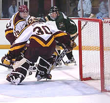 Ferris State goalie Mike [nl]Brown wasn't as sharp Saturday as in his previous starts.