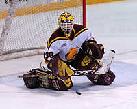 Bulldog Mike Brown was stellar in net for a second night. (Photos: Christopher Brian Dudek)