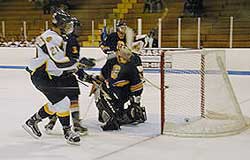 Freshman Matt Johnson scores one of his two goals. (photo: Kelly McGinnis)