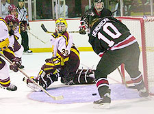 SCSU's Matt Hendricks puts away the eventual game winner Friday night (photos: Christopher Brian Dudek).