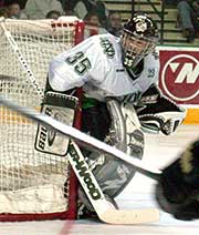 Making the first start of his career at North Dakota, junior goalie Marc Ranfranz stopped all 10 of the Canisius shots he faced for a 6-0 shutout.