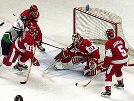 Badger goalie Bernd Bruckler stopped 30 of 31 North Dakota shots in a losing effort.