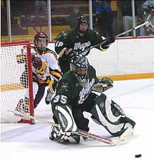 David Guerrara made 44 saves for Wayne State. (Photos by Christopher Brian Dudek)