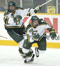 Jeff Genovy and Chris Blight lead the Golden Knights into the inaugural Dunkin' Donuts Coffee Pot. (photo: Christopher Lenney)