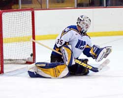 UAF goalie Preston McKay lets one by, as FSU took its first lead of the game. (photos: Christopher Brian Dudek)