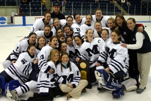 Middlebury celebrates its first NCAA title. (Photo:  Middlebury Sports Information)