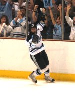 Colin Shields celebrates his first period goal (Photos:  Timothy M. McDonald)