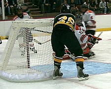 Jason Deitsch scores on the power play at 1:44 to give St. Norbert a 1-0 lead. (Photo:  Russell Jaslow)