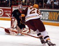 Thomas Vanek (26) helped the Gophers past the Huskies Friday (photo: Jason Waldowski).