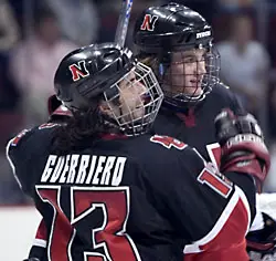 Jason Guerriero and Mike Morris celebrate after Morris scored what turned out to be the game winner. (photo: Melissa Wade)