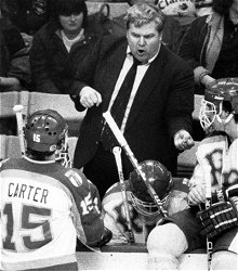 Engineer head coach Mike Addesa barks orders (photos: RPI sports information).