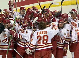 The defending NCAA champion Pioneers are among four WCHA teams headed to Columbus (photo: Melissa Wade).