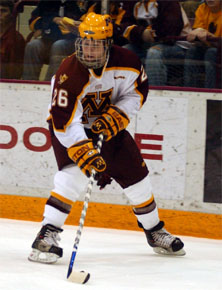 Phil Kessel scored the Gophers' insurance goal Saturday against his hometown Badgers (photo: Jason Waldowski).