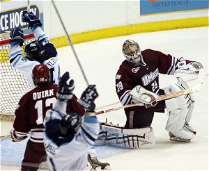 Brett Tyler celebrates scoring the first goal of the game. (photo: Karen Winger)