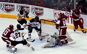 Blake Geoffrion scored the first -- and ultimately game winning -- goal for UW Saturday (photo: Jason Waldowski).