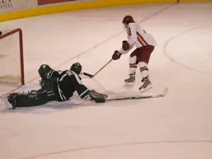 Brock Trotter scores on a breakaway in the first period. Photo: Candace Horgan