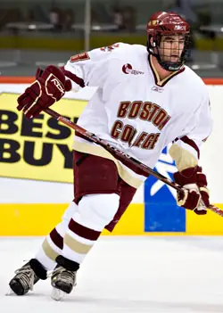 Top-scoring defenseman Brett Motherwell left Boston College for the Syracuse Crunch of the AHL Thursday (photo: Melissa Wade).