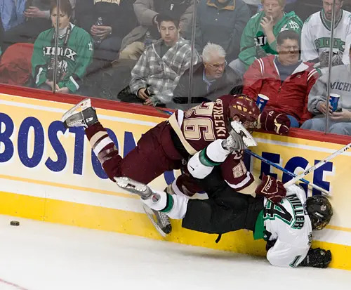 Nick Petrecki lays out Brad Miller (photo: Melissa Wade).