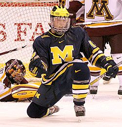 Michigan's Matt Rust celebrates his first of two goals (photo: Ryan Coleman).