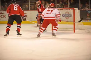 Jason Lawrence of BU scored twice against RPI. Photo by: Candace Horgan