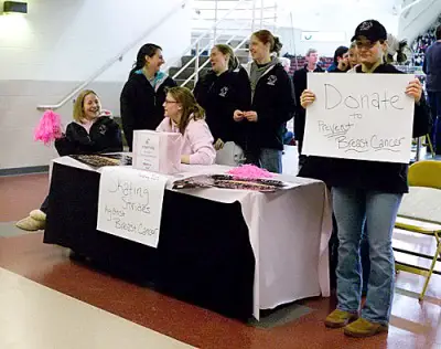 Members of BC's women's team raised money for Hockey East's Skating Strides campaign during the game.