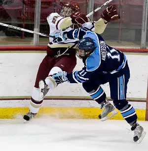 Theo Andersson gets the better of Nick Petrecki during Sunday's game (photos: Melissa Wade).