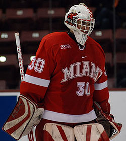 Cody Reichard backstopped Miami through the West Regional, but who'll play in net Thursday against Bemidji State remains to be seen (photo: Tim Brule).