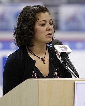 Missy Elumba of Northeastern was named the 2009 Hockey Humanitarian Award winner (photo: Jim Rosvold).