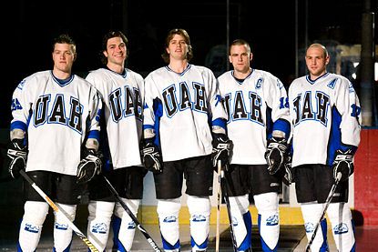 Alabama-Huntsville's seniors hit the ice last weekend against Robert Morris (photo: Will Nickelson).