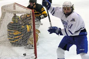 James Muscatello scores against Brockport. Photo by Angelo Lisuzzo.