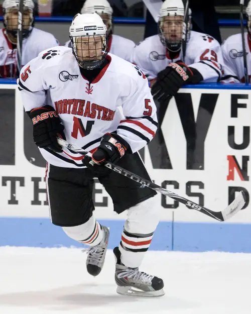 Northeastern's Jake Newton had a goal and an assist in the win. 