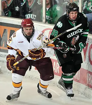 Minnesota-Duluth forward Jack Connolly plays against North Dakota. (UMD Athletics)