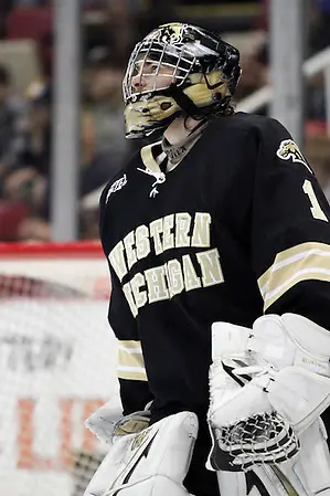 17 Mar 12: Frank Slubowski (WMU - 1)  Western Michigan University wins the Mason Cup in the CCHA Championship against Michigan at Joe Louis Arena in Detroit, MI. (©Rachel Lewis)