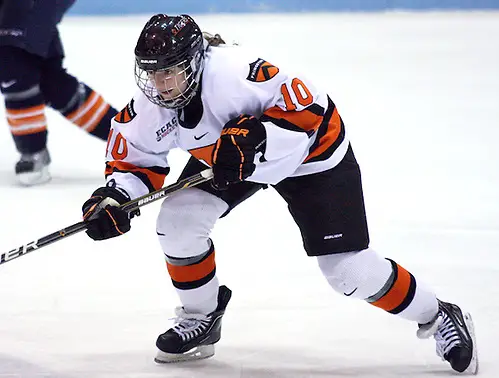 Sally Butler (Princeton - 10) skates through the neutral zone.  Butler scored two goals in the game to help the Tigers down Syracuse 4-2. (Shelley M. Szwast)