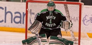 (Shelby Amsley-Benzie-1 North Dakota).26 Jan. 13 St. Cloud State University hosts The University of North Dakota in a WCHA match-up at the National Hockey and Event Center in St. Cloud,MN (BRADLEY K. OLSON)