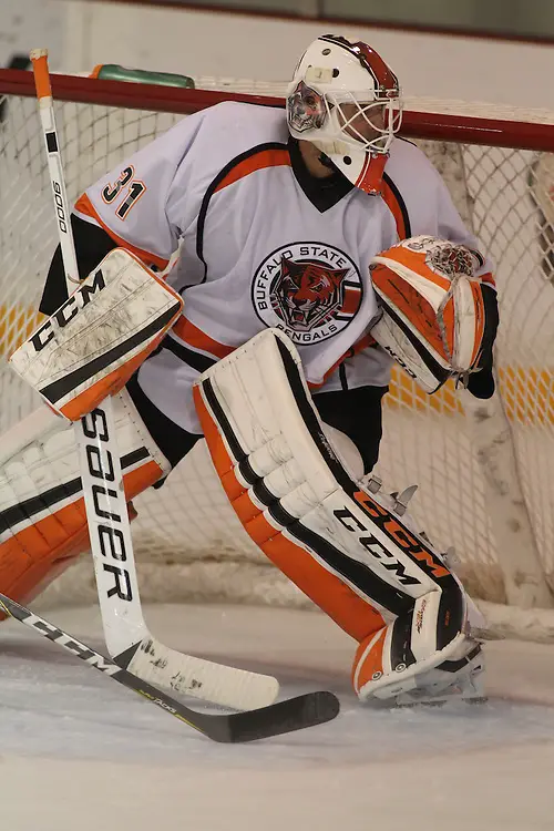 Senior goalie Mike DeLaVergne of Buffalo State. (Buffalo State Athletics)