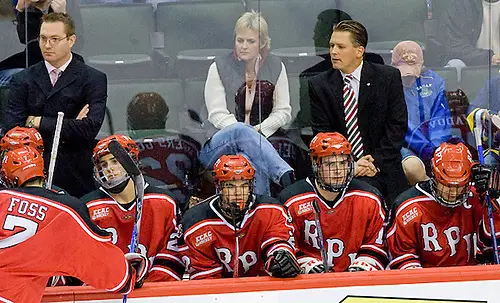 The Boston College Eagles defeated the Rensselaer Polytechnic Institute Engineers 4-1 in the consolation game of the Ice Breaker Tournament on Saturday, October 13, 2007, at the Xcel Energy Center in St. Paul, Minnesota. (Melissa Wade)