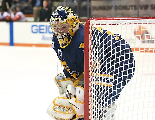 Simon Hofley (31 - Canisius) had 38 saves in a 4-3 loss at RIT (Omar Phillips)