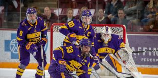 2 Nov 18: The University of Minnesota Golden Gophers host the Minnesota State University Maverick in a non-conference matchup at 3M Arena at Mariucci in Minneapolis, MN. Photo: Jim Rosvold/University of Minnesota (Jim Rosvold/University of Minnesota)