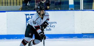 Oscar Arfelt provides offense from the blueline for Manhattanville (Manhattanville Athletics)