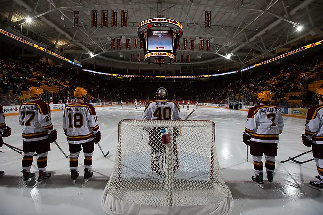 28 Dec 18:  The University of Minnesota Golden Gophers host the Ferris State University Bulldogs in a non-conference matchup at 3M at Mariucci Arena in Minneapolis, MN (Jim Rosvold/University of Minnesota)