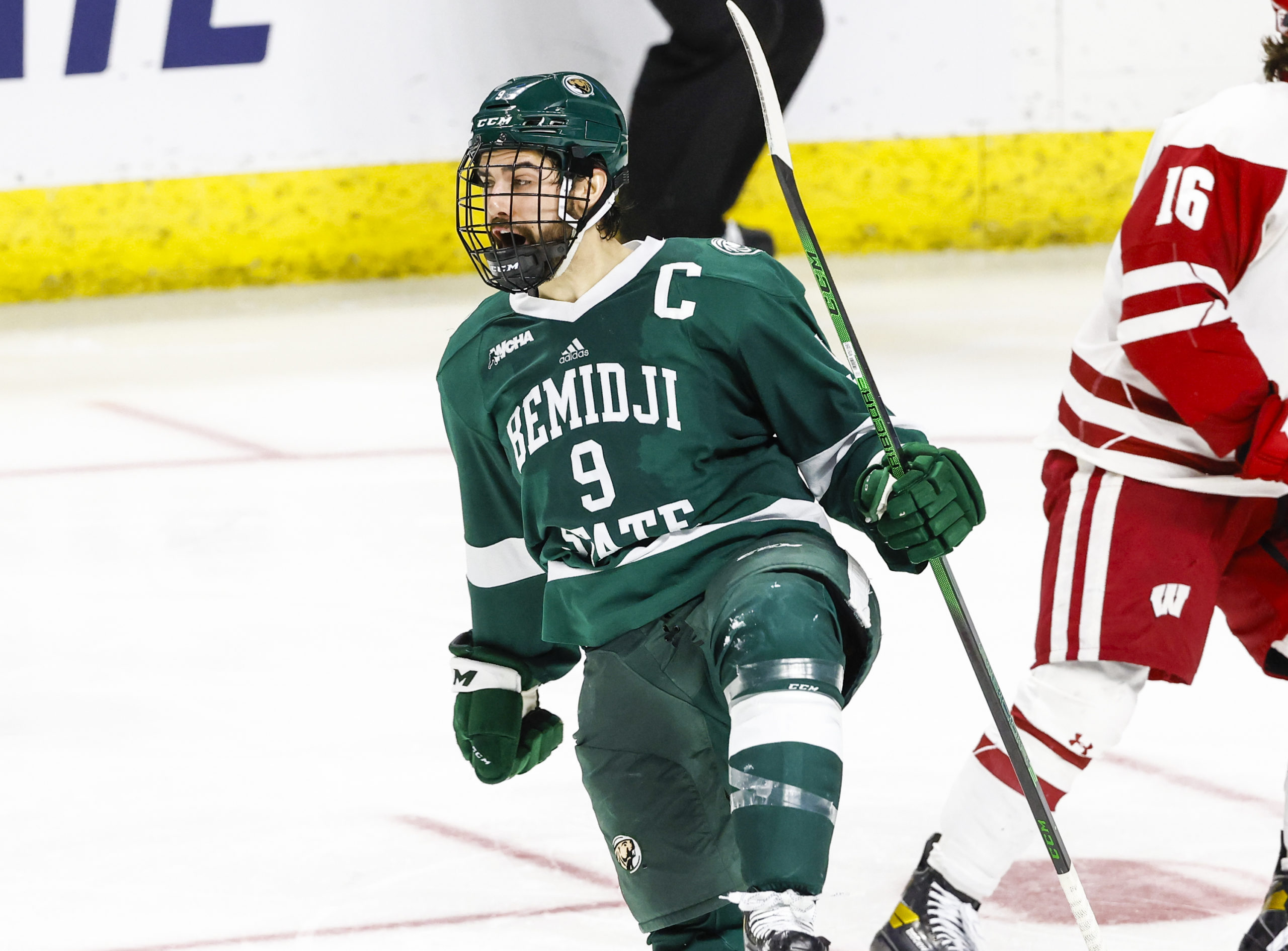 Men's Bemidji State Beavers 16 Aaron Miller Green Hockey Jersey